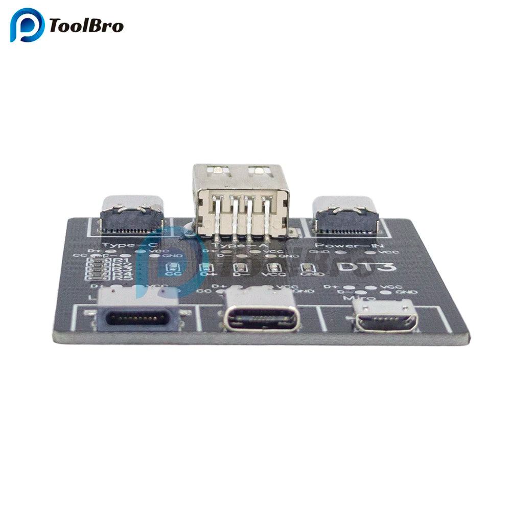 Placa Detección Cables DT3 (Tipo-C/Micro USB/Lightning) - Tester Carga Rápida para iOS/Android