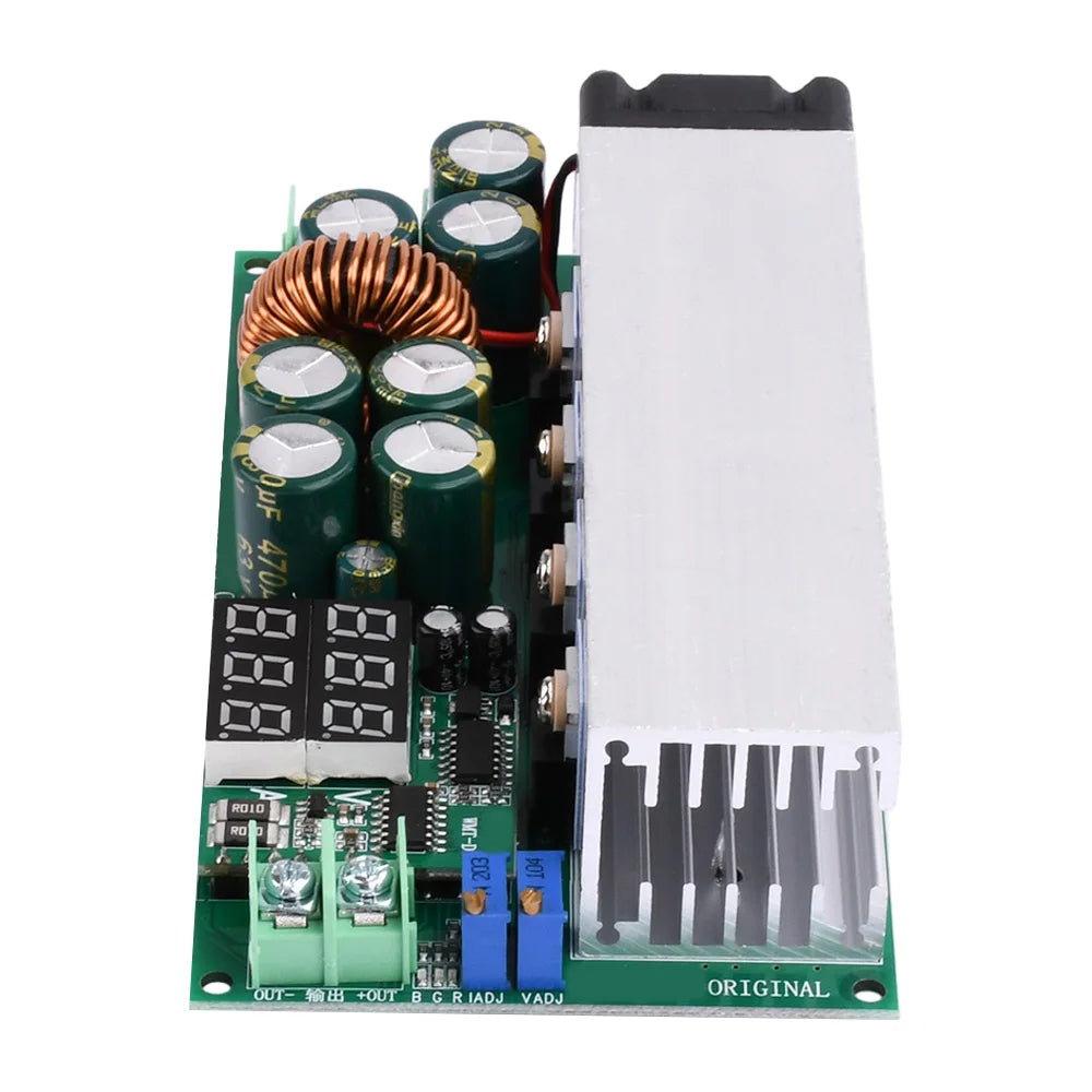 Módulo Fuente Alimentación Step-Down DC 12V-80V a 2.5V-50V 600W 25A Buck Alta Potencia con Ventilador CC/CV