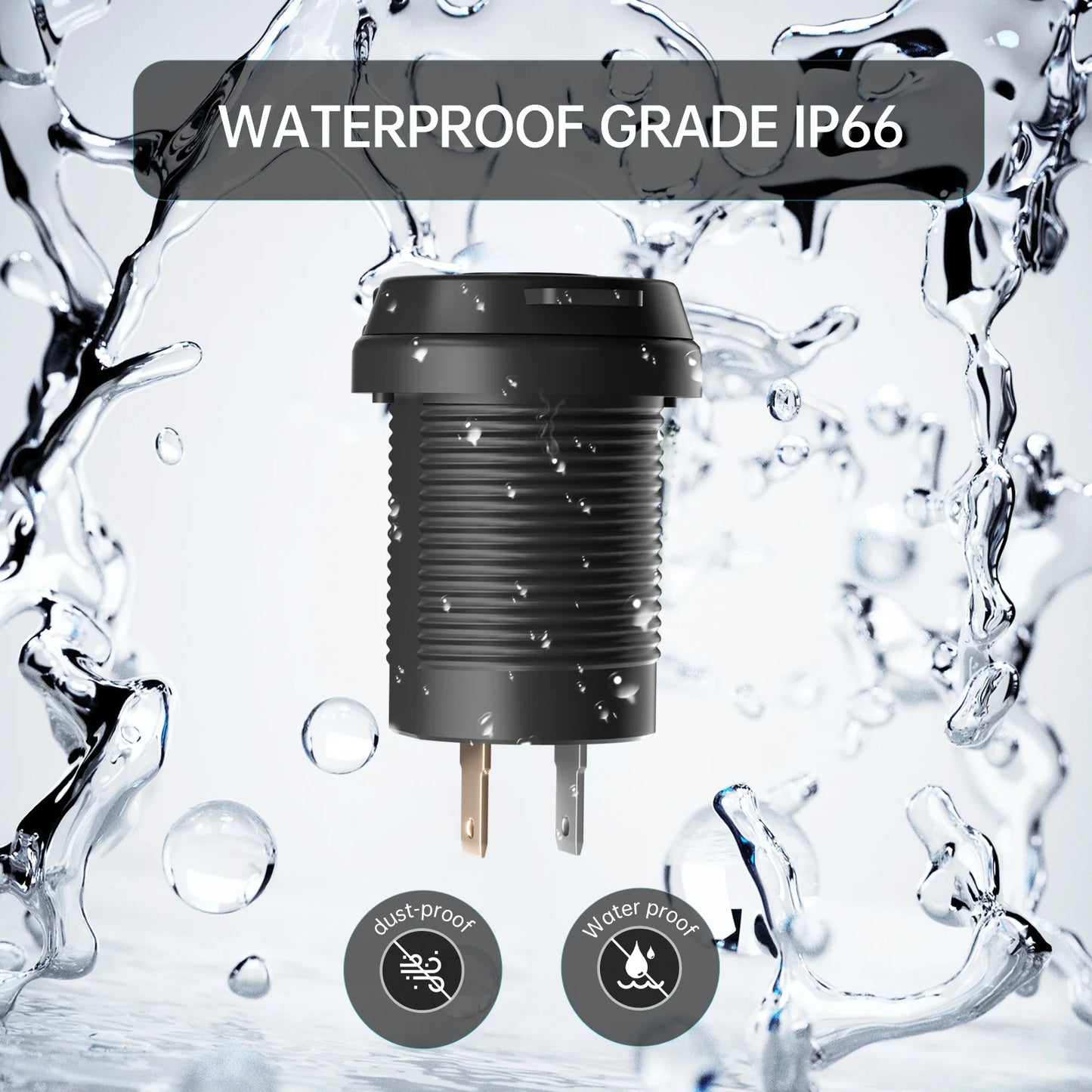 Socket Cargador USB 100W Impermeable Carga Rápida PD Tipo-C + QC3.0 para Auto/Bote/RV/Moto 12V-24V