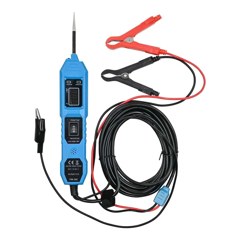 Tester Circuito Eléctrico Aermotor (6V-48V DC) con Display LED y Luz - Herramienta Diagnóstico Sistema Eléctrico Auto