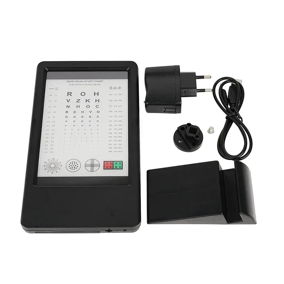 Tester Visión Cercana Recargable (30cm) CP-37C - Cartilla Doble Cara (Letras/Anillos E) con Adaptador AC