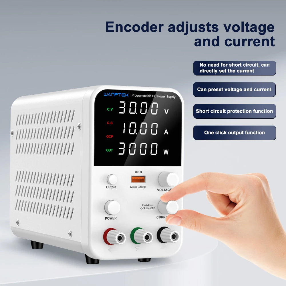 Fuente de Poder Laboratorio WANPTEK DC Ajustable 30V/60V/120V Regulador Voltaje Preajuste V/A (Input 110V/220V)