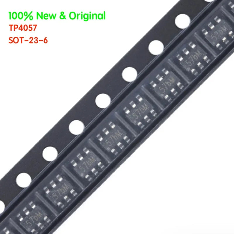 Chip Cargador Batería Litio-ion Lineal TP4057 (SOT-23-6, 500mA) (Nuevo Original, 10 Unidades)