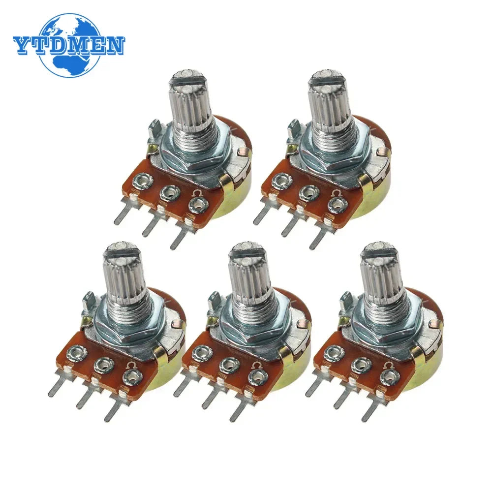 10pcs/lot WH148 Linear Potentiometer 15mm 3pin with Nuts and Washers WH148 B1K B2K B5K B10K B20K B50K B100K B250K B500K B1M
