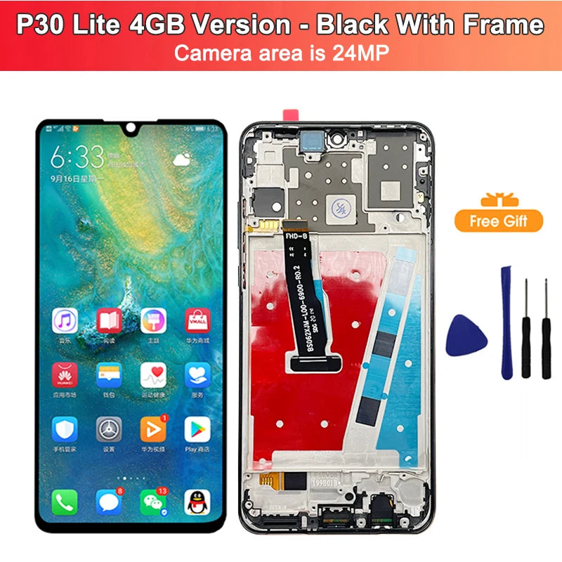 P30 Lite Screen for HUAWEI P30 Lite LCD Display Screen with Frame for HUAWEI P30 Lite Touch LCD Screen Nova 4e Replacement Parts