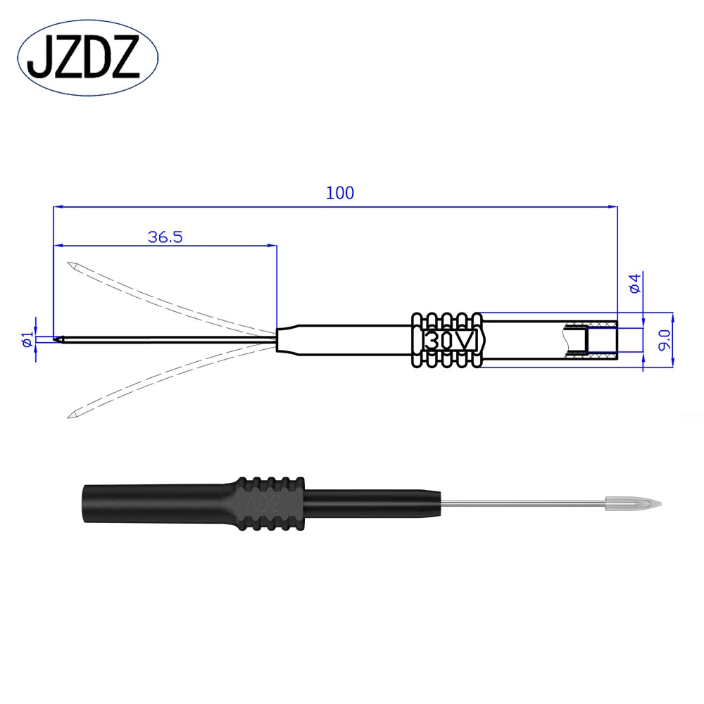 Puntas de Prueba JZDZ Flexibles (1mm) para Multímetro con Conector Banana Hembra 4mm (Par)