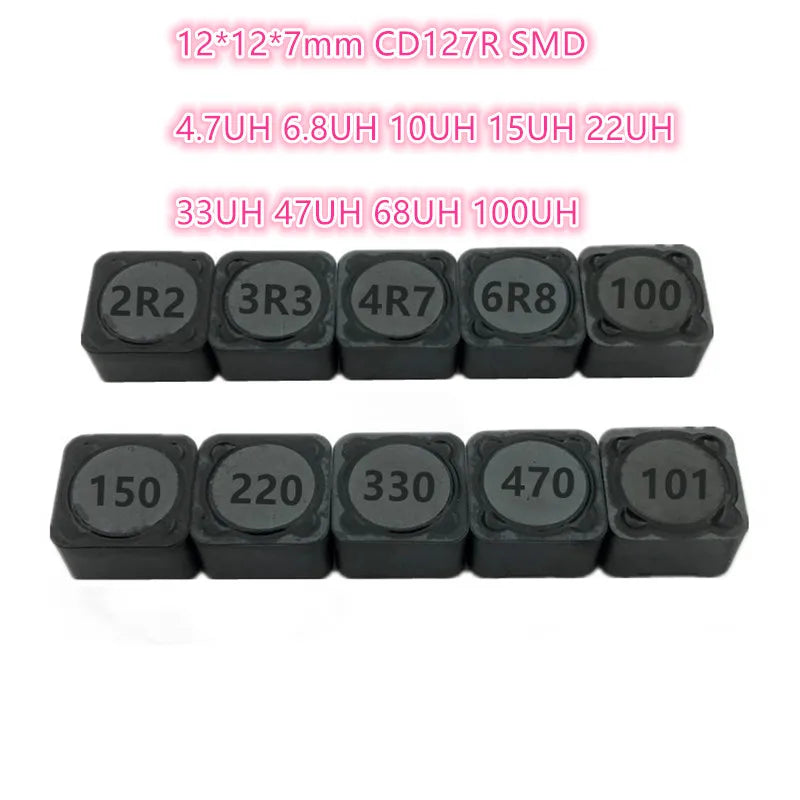 Inductor Potencia SMD Blindado CD127R (12x12x7mm) - Varios Valores (4.7uH a 100uH) - Lote 10 Piezas