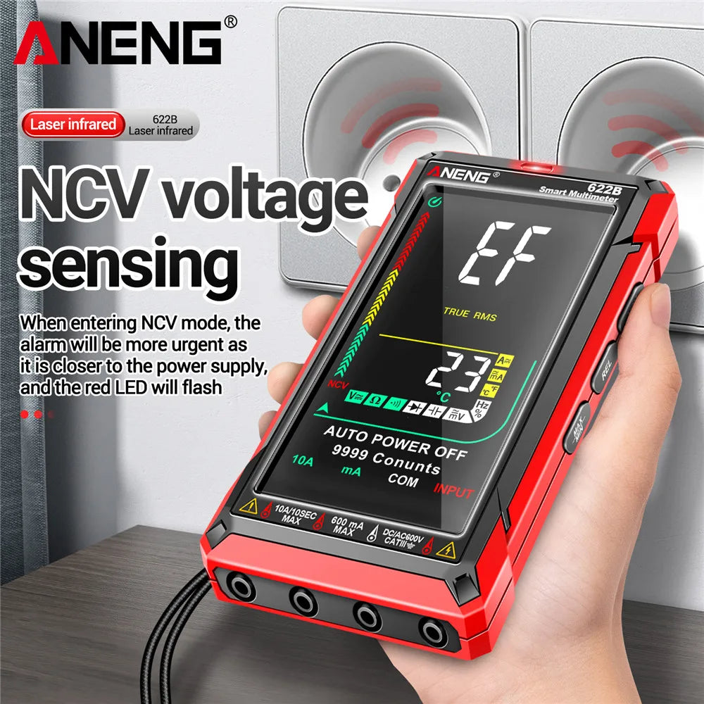 Multímetro Digital Inteligente ANENG 622B/622A True RMS 9999 Cuentas Lámpara Láser Autorango DC/AC Tester Analógico