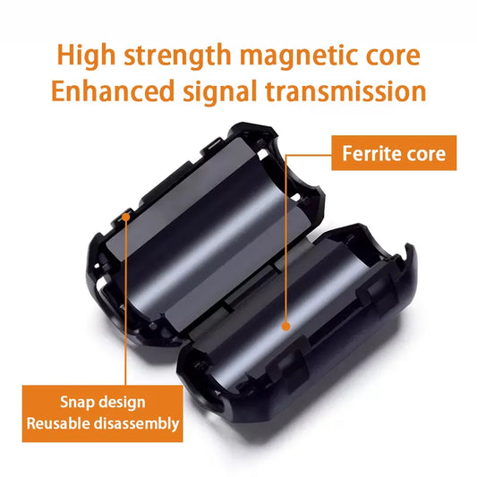 Filtro Ferrita Clip Snap Anti-Interferencia EMI/RFI Negro - Varios Diámetros (3.5mm a 15mm) - Lote 20-100 Piezas