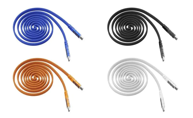 Cable Carga Rápida PD 60W USB-C a USB-C con Lanyard Nylon Trenzado Plano Anti-Pérdida (0.8m/1m/1.2m)