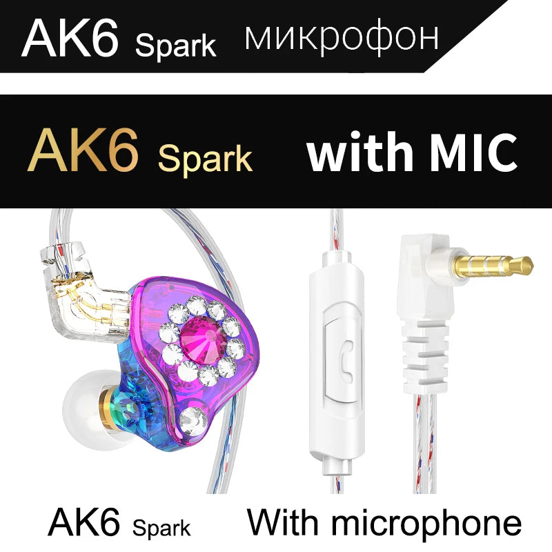 Auriculares con Cable QKZ AK6 (Driver Cobre HiFi, 3.5mm) Deportivos con Micrófono (Bajos Estéreo, In-Ear)