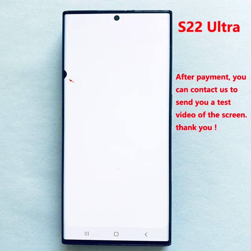 Pantalla 6.8" Super AMOLED con Marco y Digitalizador Táctil para Samsung S22 Ultra 5G (S908/S908U/S908B) (Con Defecto Estético)