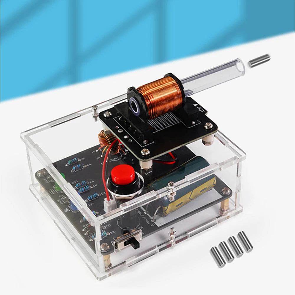 Kit DIY Cañón Electromagnético Alto Voltaje (3V DC) - Módulo Booster Bobina y PCB Práctica Soldadura