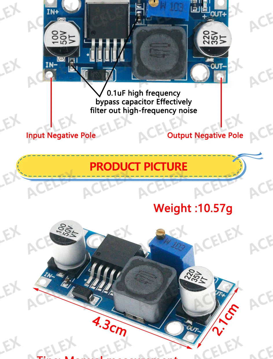 Módulo Fuente Alimentación Step-Down LM2596S DC-DC 3A Ajustable 24V/12V/5V/3V para Arduino