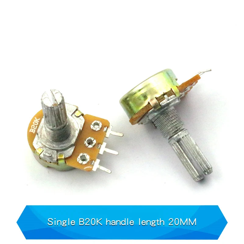 5PCS 5K 10K 20K 50K 100K 250K 500K Ohm WH148 20mm 3Pin Single link Linear Taper Rotary Potentiometer for Arduino