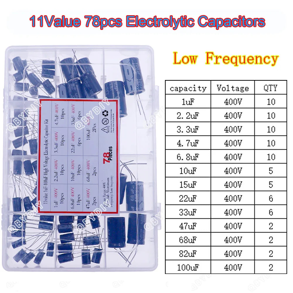 Kit Surtido Capacitores Electrolíticos DIP/SMD (0.1uF-1500uF, 16V-400V)