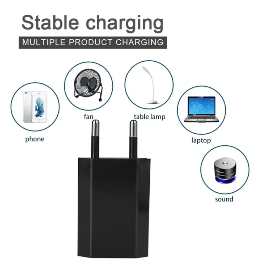 Cargador Pared USB NNBILI Universal 5V 1A (Enchufe EU) Adaptador Corriente para iPhone/iPad/Samsung/Xiaomi/Redmi/Huawei/Google (1/5 Unidades)
