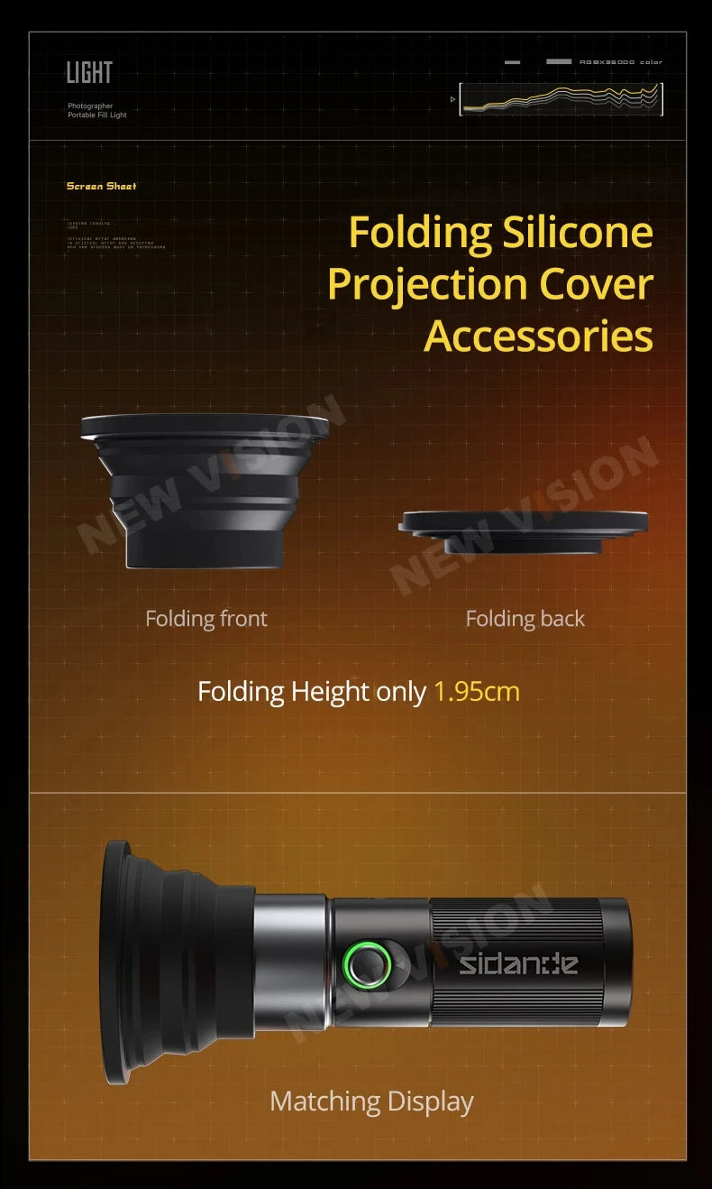 Linterna Proyector LED Sidande Photoolex 10W (4 Colores) Batería 8400mAh Recargable