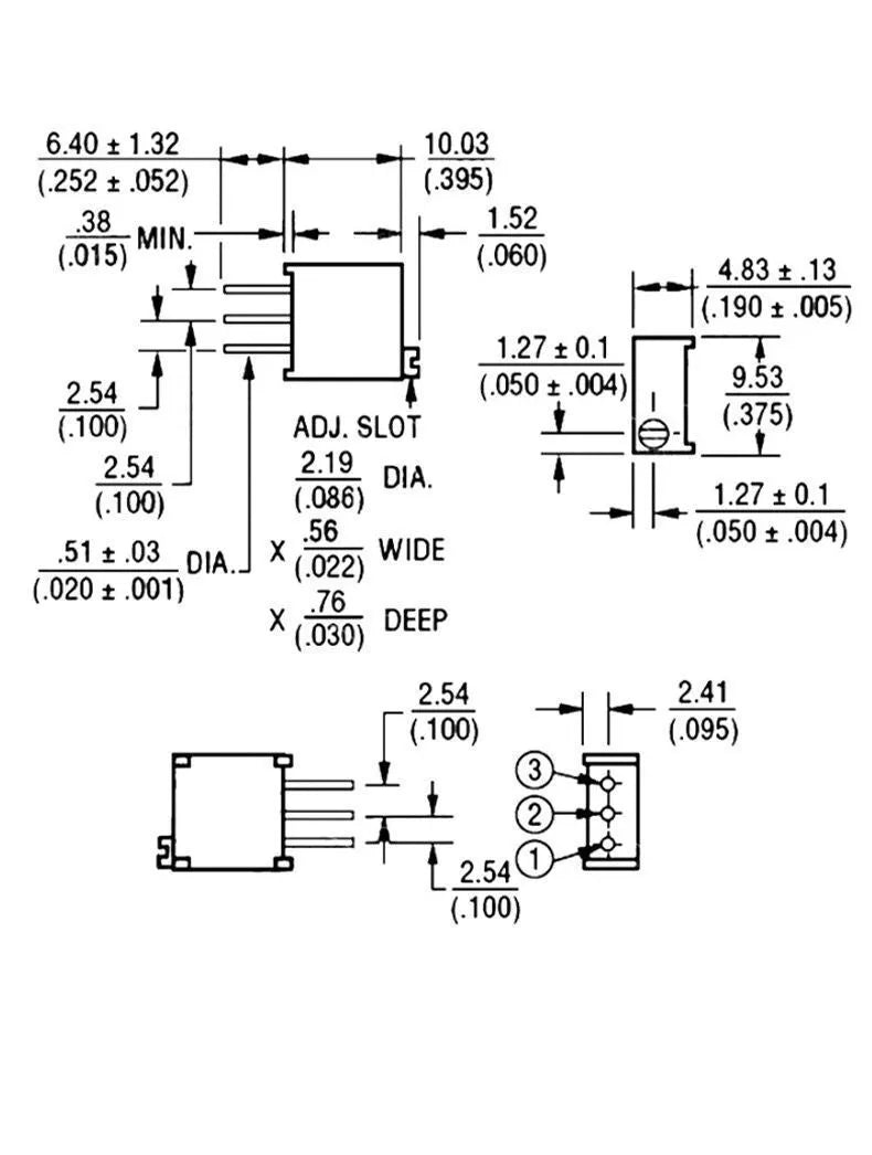 10PCS 3296 potentiometer Kit High Precision 3296W Variable Resistor 100R -1M 200R 500R 1k 2k 5K 10K 20K 50K 100K 200k 500k