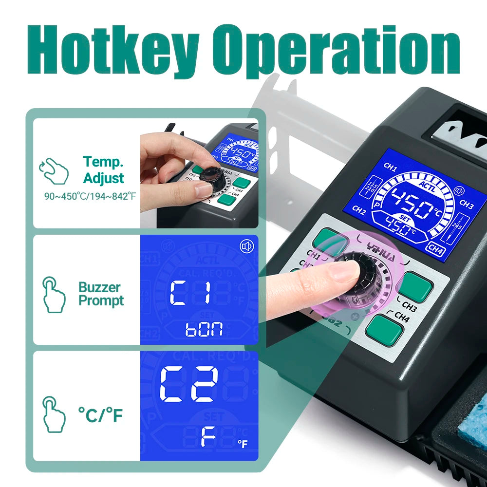 YIHUA 982 Repaid Heating Soldering Iron Staion Compatibled C210 Solder Iron Handle Electronic Welding Rework Station