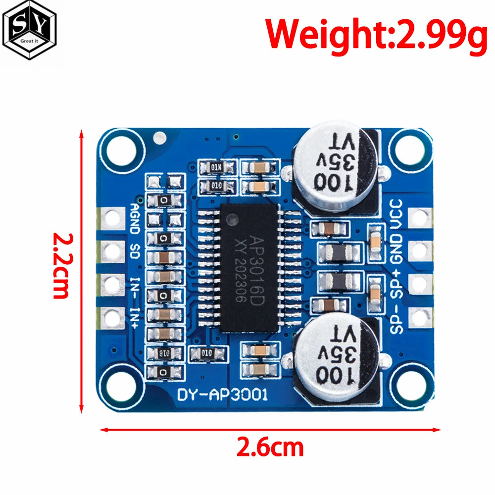 Módulo Amplificador Digital Mono Clase D Alta Potencia DC 8V-24V 4-8 Ohm (30W-300W)