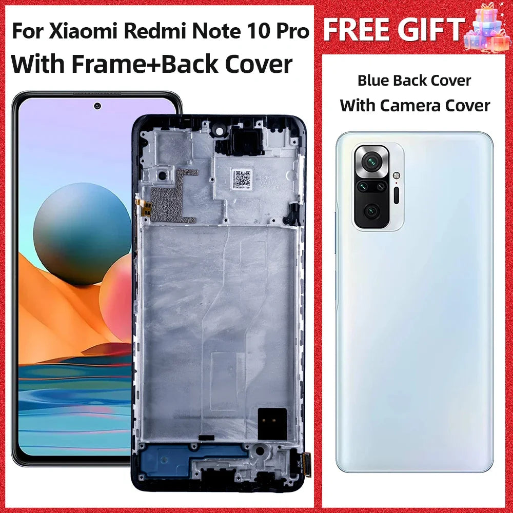 6.67" for Xiaomi Redmi Note 10 Pro LCD M2101K6G Display Touch Screen For Redmi Note10Pro LCD Display Frame Assembly