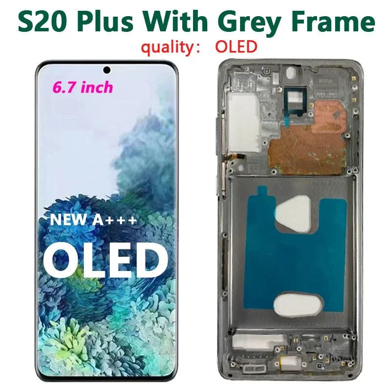 OLED para Samsung Galaxy S20 Ultra Lcd G988 con marco pantalla táctil digitalizador frontal S20 S20 Plus G980 G985 reemplazo
