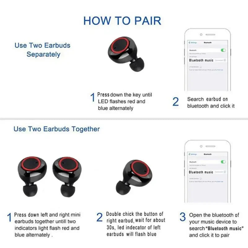 Auriculares Inalámbricos Y50 TWS Bluetooth Deportivos Gaming con Micrófono para Xiaomi/Huawei/LG
