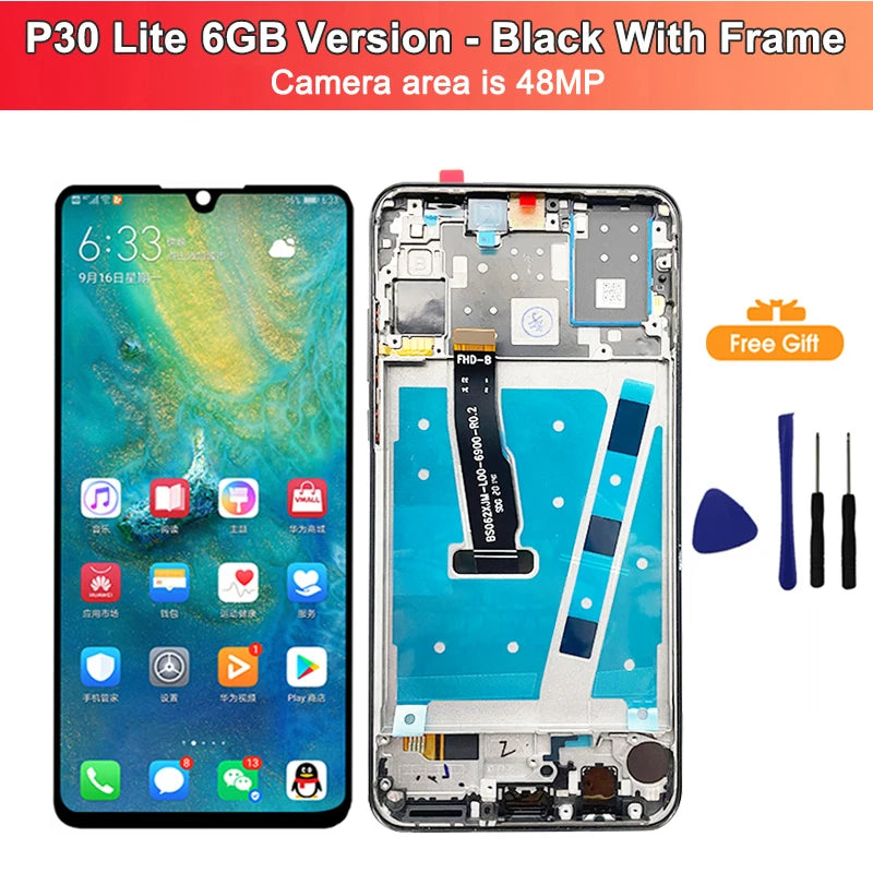 P30 Lite Screen for HUAWEI P30 Lite LCD Display Screen with Frame for HUAWEI P30 Lite Touch LCD Screen Nova 4e Replacement Parts