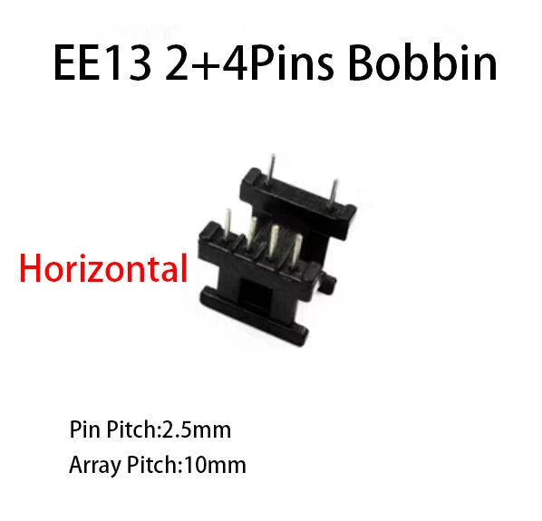 Núcleo Ferrita EE13 PC40 con Bobina Vertical/Horizontal (6/8/10 Pines)