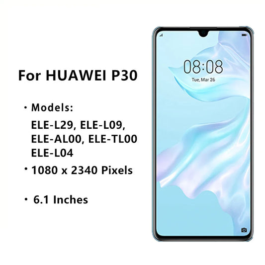 AMOLED Display For Huawei P30 LCD Display With Frame ELE-L29 ELE-L09 ELE-L04 Screen Touch Digitizer Assembly Replacement P30 LCD