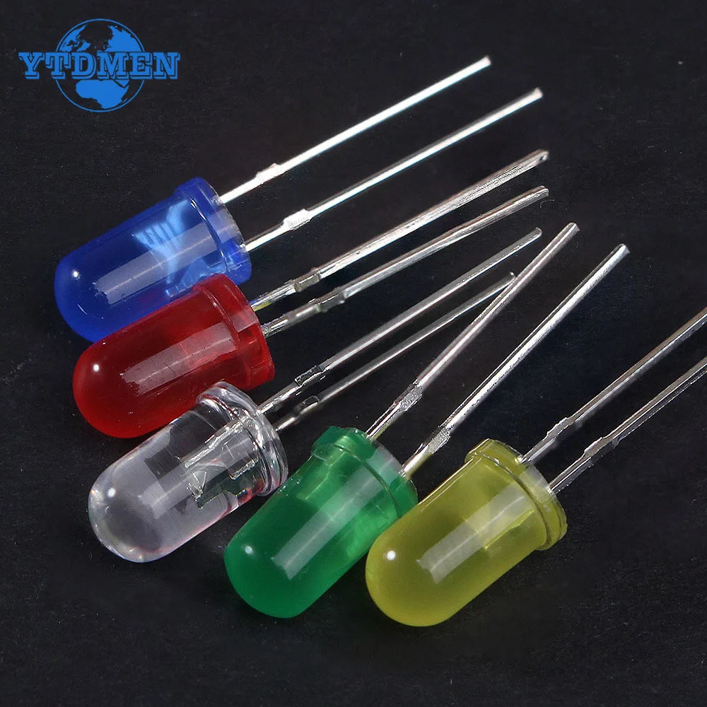 Kit Surtido Diodos LED (3mm/5mm/8mm/10mm, Rojo/Amarillo/Azul/Verde/Blanco) para DIY Electrónico (50/100 Unidades)