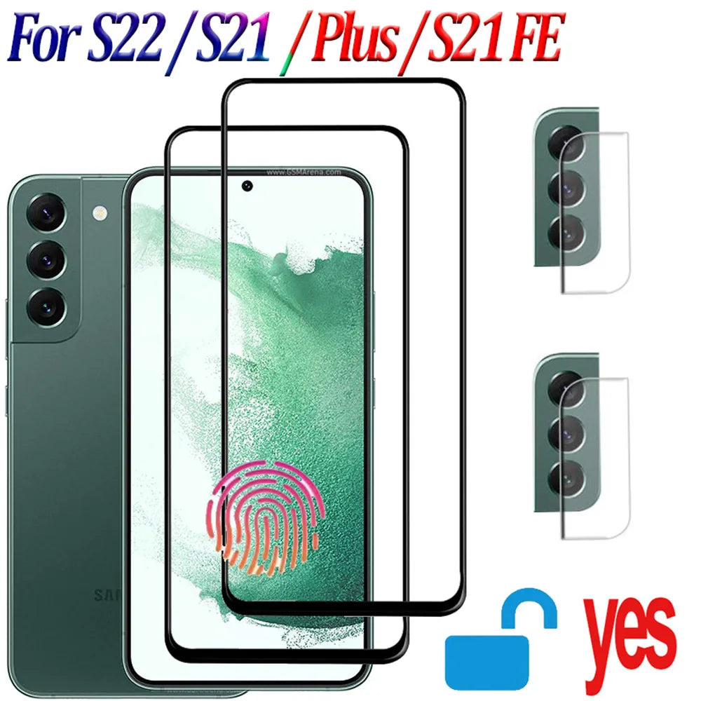 Protector Pantalla Cristal Templado para Samsung Galaxy S21 FE/S22 Plus/S23 (Compatible Desbloqueo Huella)