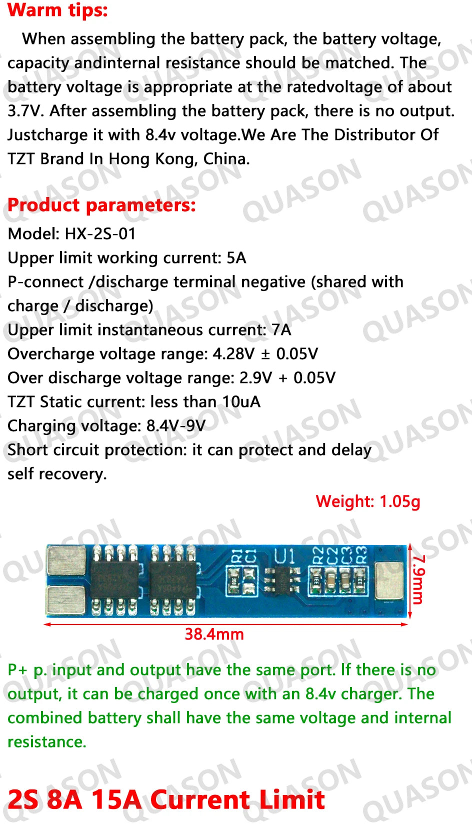 2S 3A 4A 5A 8A 10A 13A 20A 7.4V 8.4V Li-ion 18650 Lithium battery protection board / BMS board Standard / Balance