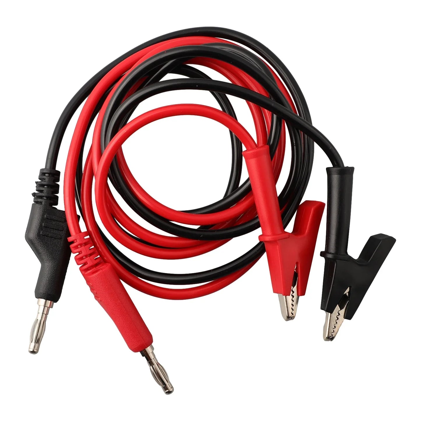 Cable Test (x2) Banana Plug 4mm a Pinza Cocodrilo (15A/1000V) - Para Fuente Poder / Multímetro