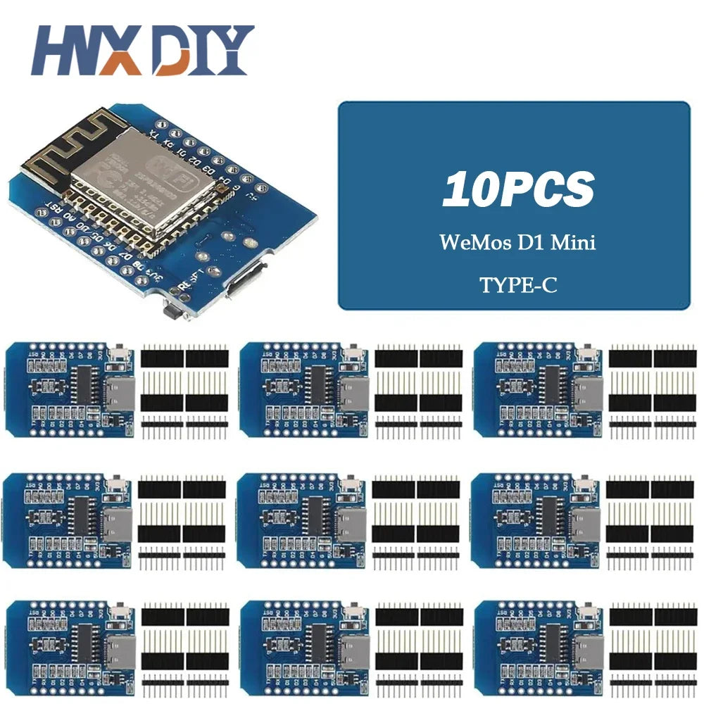 Lote 1-10 Pcs Placa Desarrollo Wemos D1 Mini NodeMCU ESP8266 (ESP-12F) CH340 V2 USB WiFi 3.3V IoT + Pines