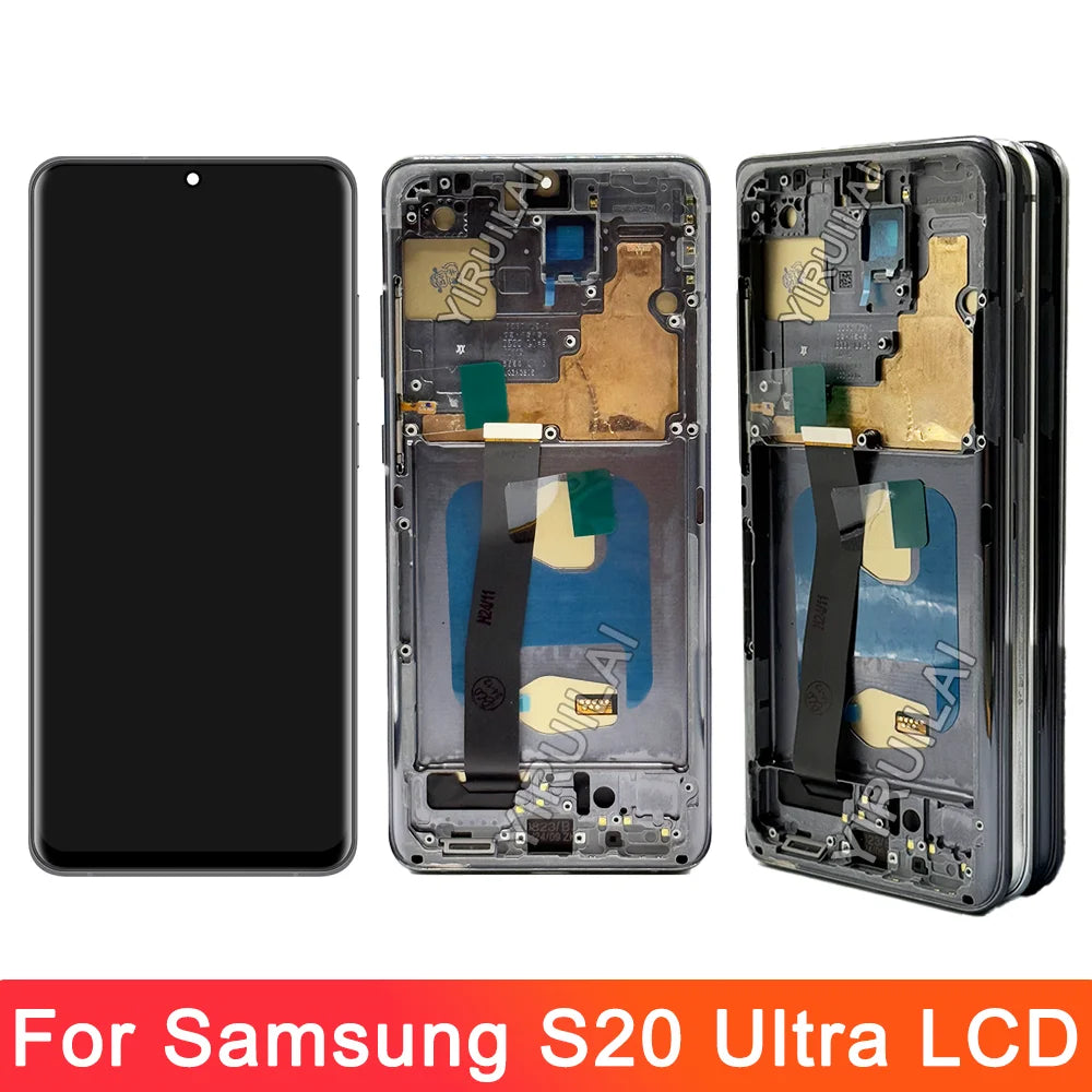 TFT S20 Ultra LCD con marco para Samsung S20 Ultra 5G LCD G988 G988B SM-G988U pantalla táctil digitalizador reemplazo