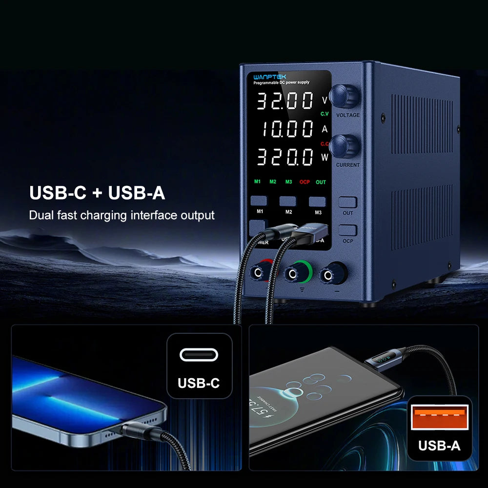Fuente de Poder Laboratorio WANPTEK DC Ajustable 30V/60V/120V Regulador Voltaje Preajuste V/A (Input 110V/220V)