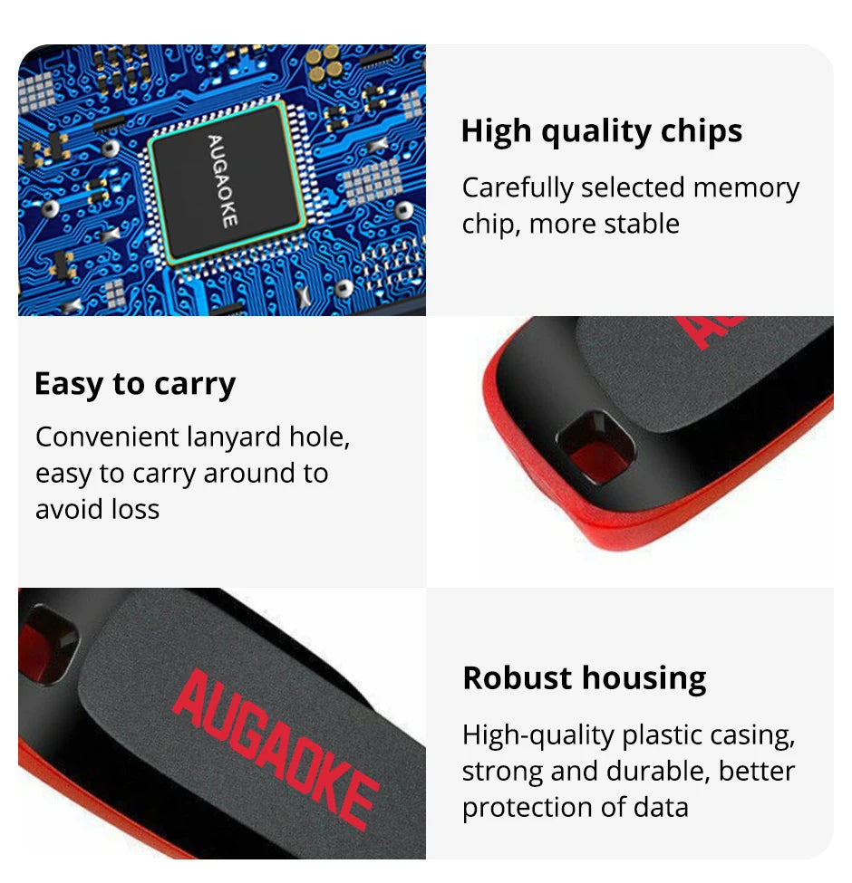 Memoria USB Flash Drive AUGAOKE (32GB/64GB/128GB) Alta Velocidad USB 2.0 / Tipo C Pen Drive para PC