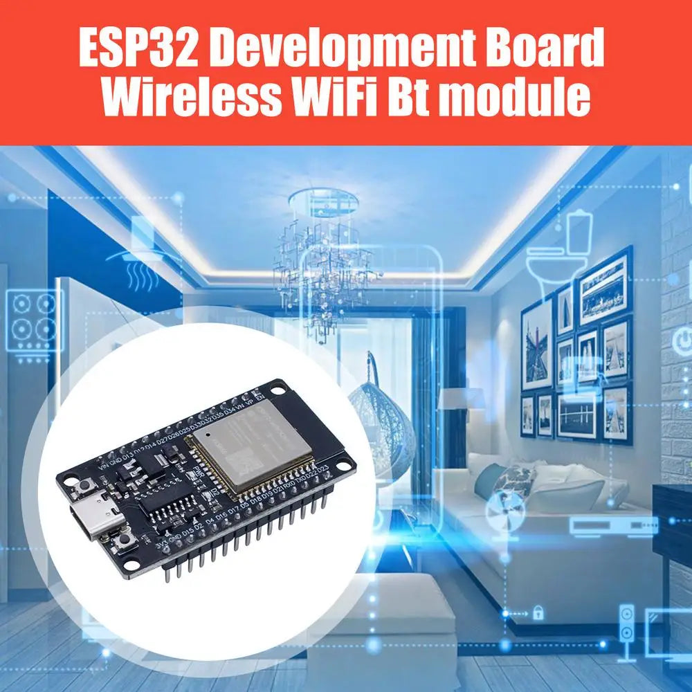Placa Desarrollo ESP32 (30 Pines, ESP32-WROOM-32S/32D) Módulo Inalámbrico WiFi Bluetooth Doble Núcleo Bajo Consumo