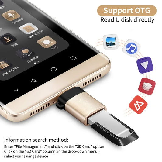 Adaptador Convertidor OTG USB 3.0 Macho a Tipo C Hembra para Cargador/PC/MacBook/Auto/USB iPad (2 Unidades)