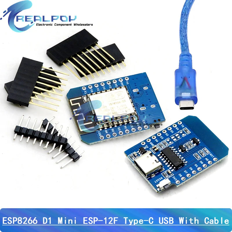 Módulo Wemos D1 Mini ESP8266 (ESP-12F) WiFi Placa Desarrollo Micro USB/Type-C 3.3V + Pines