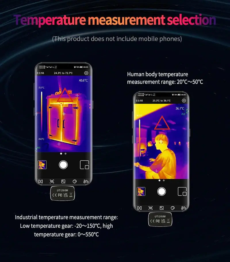 Termógrafo UNI-T UTi260M para Smartphone (Tipo C) - Cámara Térmica Infrarroja Tuberías/Circuitos PCB (No iPhone)