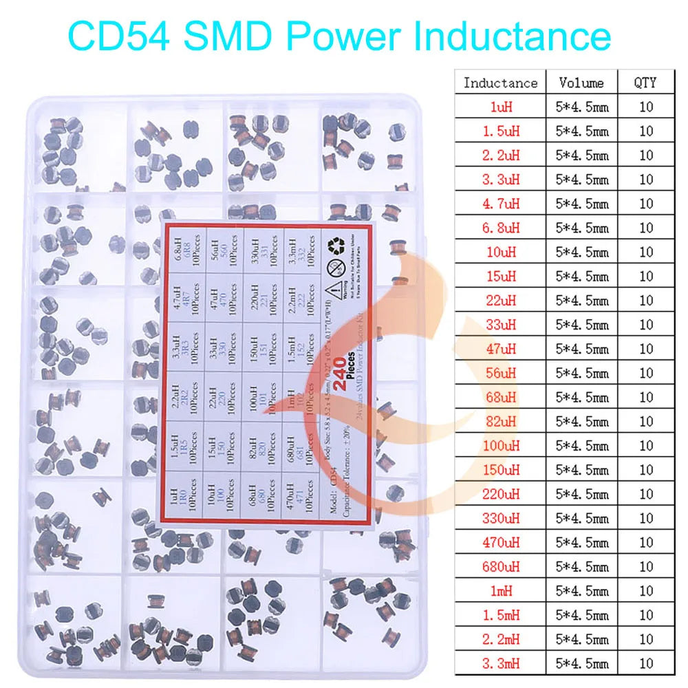 Kit Surtido Inductores SMD/DIP - Varios Valores (2.2uH a 100mH) (Versión 1)