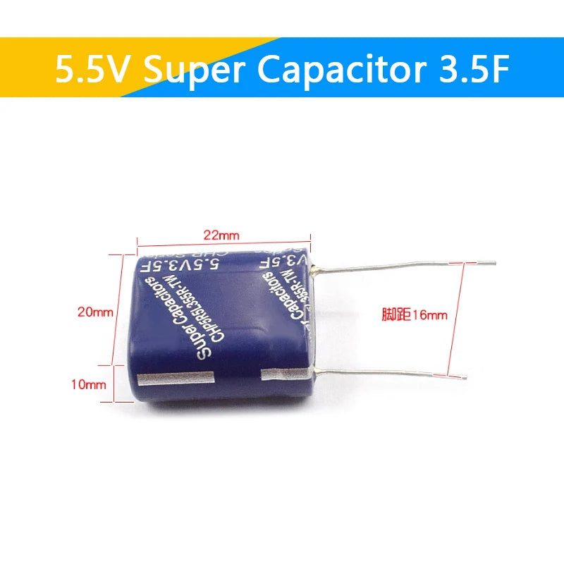 Supercapacitor Farad Tipo Combinación (0.22F-50F, 5.5V) - Unidad (Especificar Valor)