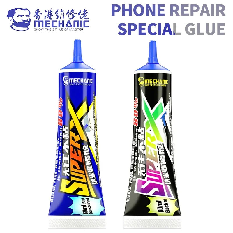 Adhesivo Pegamento Nano MECHANIC SUPER X (60ml) para Reparación Soporte/Tapa Trasera Teléfono Móvil (Sellador)