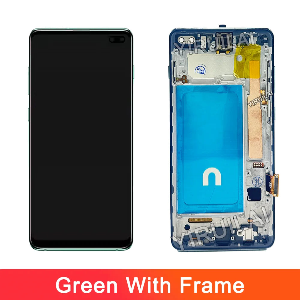 Pantalla probada S10Plus LCD con marco para SAMSUNG S10 Plus S10 + G975 G975F/DS reemplazo del ensamblaje del digitalizador de pantalla táctil