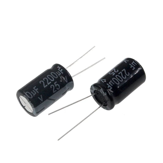 Capacitor Electrolítico Aluminio Radial (2200uF, 25V, 10x25mm) - Pack 10 Unidades
