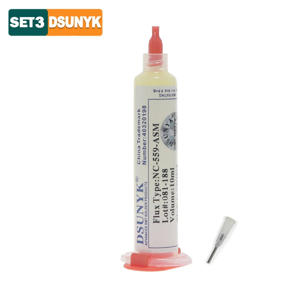 Flux Soldadura Amtech NC-559 en Jeringa (10ml) para Electrónica/BGA/SMD/PCB Reparación