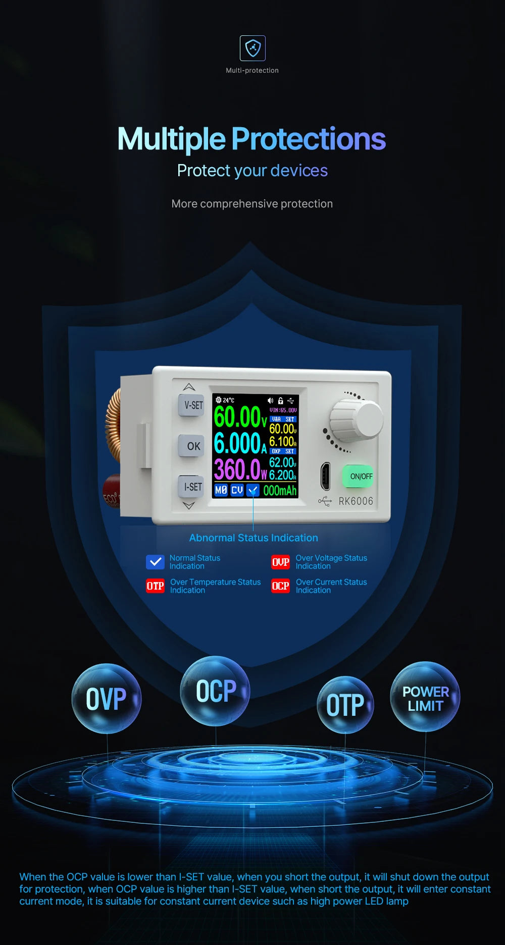 Fuente Alimentación Laboratorio RD-RK6006 / RK6006-BT DC 60V 6A Comunicación Buck Ajustable 4 Dígitos